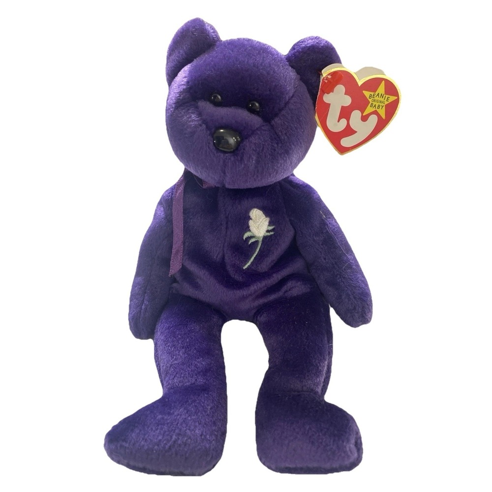 Ty Beanie Babies Princess Diana Princess Of Wales Memorial Fund Bear Purple 1997